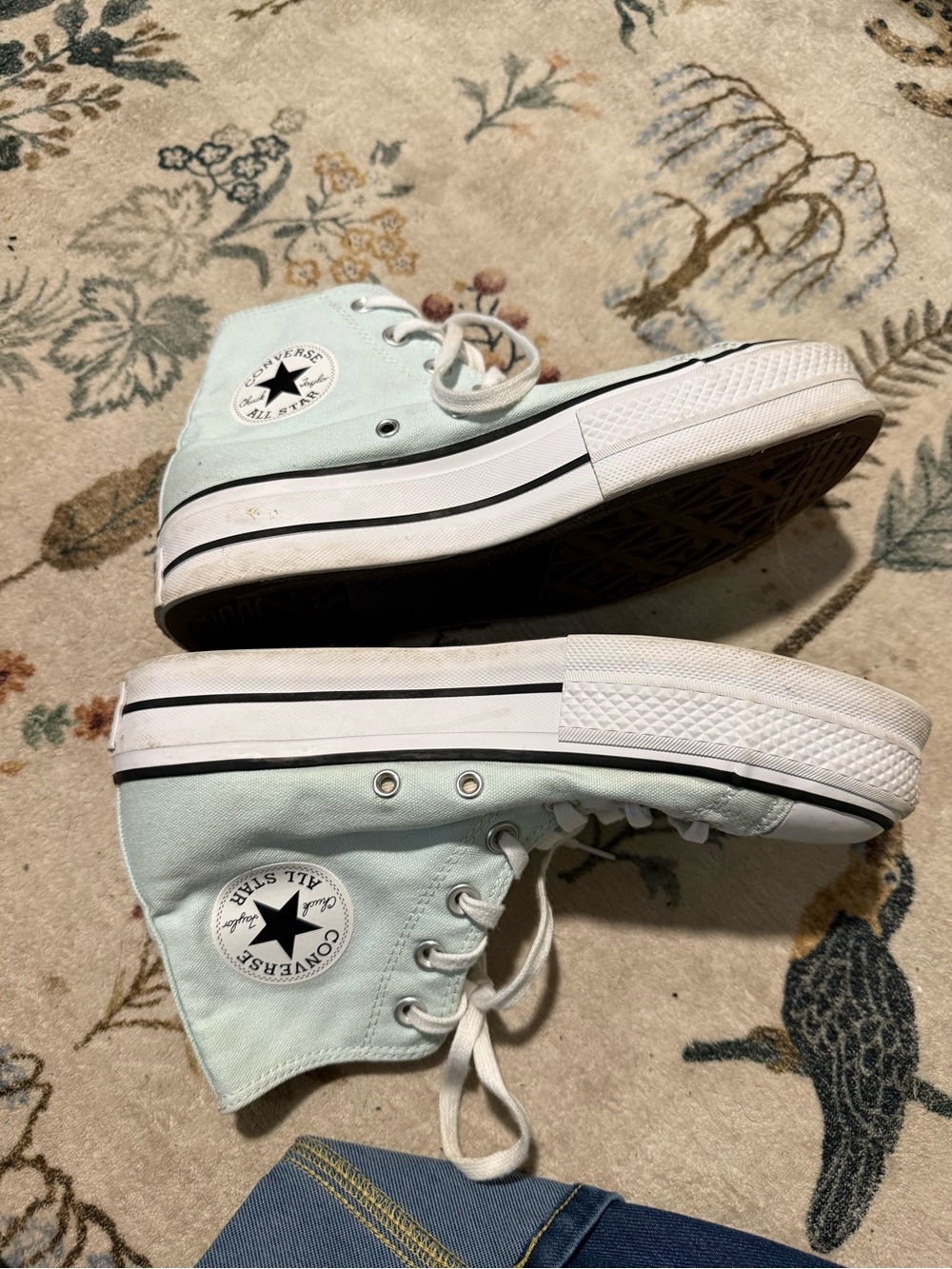 Converse High Top Sneakers - Mint Green and White size 8 - Picture 5 of 7
